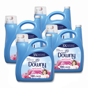 Downy Liquid Fabric Softener, April Fresh, 140 oz Bottle, 4/Carton View Product Image
