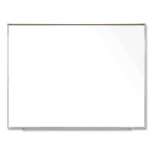 Ghent Magnetic Porcelain Whiteboard with Aluminum Frame and Maprail, 72.5" x 60.47", White Surface, Satin Aluminum Frame View Product Image