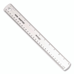 Westcott Non-Shatter Flexible Ruler, Standard/Metric, 12" Long, Plastic, Clear View Product Image