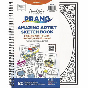 Pacon Amazing Artist Sketch Book - 80 Pages - Black, White Cover - Perforated, Acid-free Product Image 