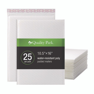 Quality Park Poly Bubble Mailers, #5, Barrier Bubble Cushion, Redi-Seal Adhesive Closure, 10.5 x 15, White, 25/Pack View Product Image