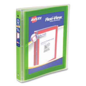 Avery Flexi-View Binder with Round Rings, 3 Rings, 1" Capacity, 11 x 8.5, Green View Product Image