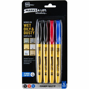 Avery Marks A Lot UltraDuty Markers, Bullet Tip, 4 Assorted Markers (29848) - 1 mm Bold Bullet Marker Point - Black, Red, Blue Ink - Polyester Tip Product Image 