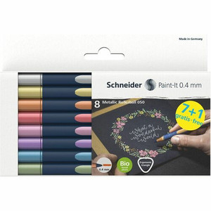Schneider Metallic Rollerball Pens - 0.4 mm Pen Point - Assorted Metallic Ink - Bioplastic Barrel Product Image 