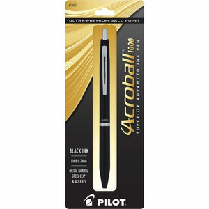 Acroball Ballpoint Pen - 0.7 mm Fine Pen Point - Refillable - Retractable - Black Ink - Gel-based - (PIL13635) Product Image 
