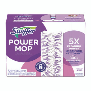 Swiffer PowerMop Mopping Pads, 5.3 x 15.4, White/Purple, 5 Pads/Box View Product Image
