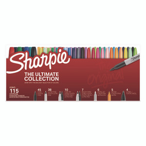 Sharpie Permanent Markers Ultimate Collection, Assorted Tip Sizes/Types, Assorted Colors, 115/Pack View Product Image