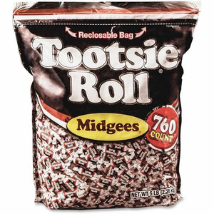 Tootsie Roll Midgees Candy - Assorted - Individually Wrapped, Resealable Container - 5 lb - 760 Bag Product Image 