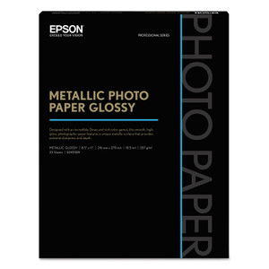 Epson Professional Media Metallic Gloss Photo Paper, 10.5 mil, 8.5 x 11, White, 25/Pack (EPSS045589) View Product Image