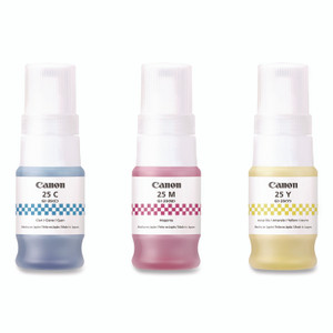 Canon 6277C002 (GI-25) Ink Bottles, Cyan/Magenta/Yellow View Product Image
