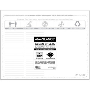 At-A-Glance Disposable Clean Sheets - Supports Desk - Rectangular - Disposable - White Product Image 