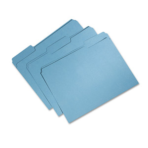 AbilityOne 7530015664131 SKILCRAFT Recycled File Folders, 1/3-Cut 1-Ply Tabs: Assorted, Letter Size, 0.75" Expansion, Blue, 100/Box (NSN5664131) View Product Image