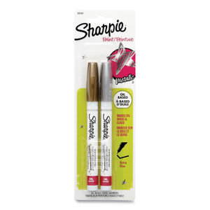 Sharpie Permanent Paint Marker, Fine Bullet Tip, Assorted Metallic Colors, 2/Pack View Product Image