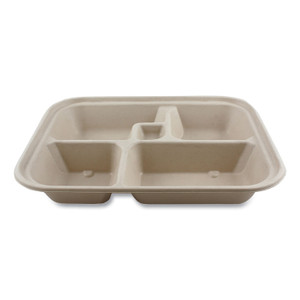World Centric Fiber Containers, Bento Box, 5 Compartments, 12 x 9.5 x 2, Natural, Paper, 300/Carton View Product Image