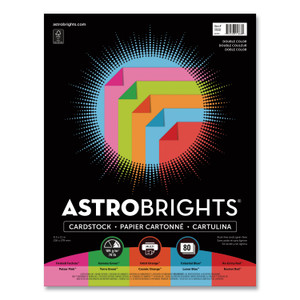 Astrobrights Double-Color Card Stock, 70 lb Cover Weight, Assorted Colors, 8.5 x 11, 80/Pack View Product Image