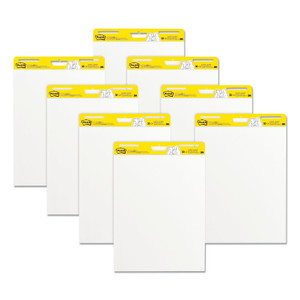 Post-it Easel Pads Super Sticky Vertical-Orientation Self-Stick Easel Pads, Unruled, 25 x 30, White, 30 Sheets, 8/Pack View Product Image