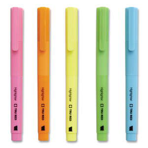 TRU RED Pen Style Chisel Tip Highlighter, Assorted Ink Colors, Chisel Tip, Assorted Barrel Colors, 5/Pack View Product Image