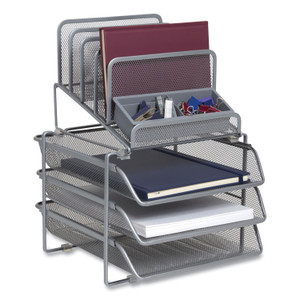TRU RED All-in-One Wire Mesh Organizer, 10 Sections, Letter-Size, 11.61 x 13.11 x 8.86, Silver View Product Image