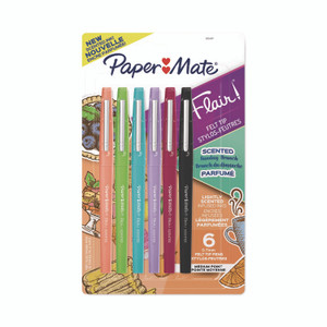 Paper Mate Flair Scented Felt Tip Porous Point Pen, Stick, Medium 0.7 mm, Sunday Brunch Scents, Assorted Ink and Barrel Colors, 6/Pack View Product Image