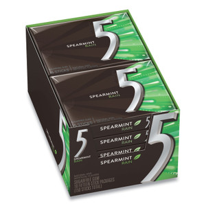 Wrigley's 5 Gum, Spearmint Rain, 15 Sticks/Pack, 10 Packs/Box View Product Image
