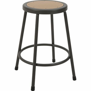Lorell Metal Shop Stool - Wood, Medium Density Fiber (MDF) Seat Material - Light Gray - Metal - (LLR83080) Product Image 