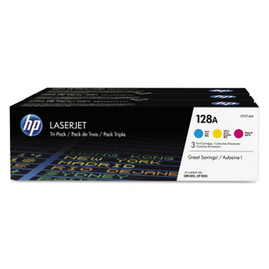 HP 128A, (CF371A-M) 3-Pack Cyan/Magenta/Yellow Original LaserJet Toner Cartridges View Product Image