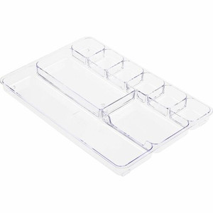 Lorell Drawer Tray Organizer - 9 Compartment(s) - 1.18" Height x 9.13" Width x 13.98" Length - Clear - Plastic Product Image 