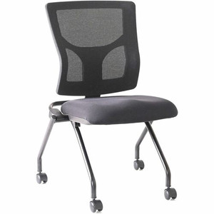 Lorell Conjure Mesh Training Chairs - Polyurethane, Molded Foam, Fabric Seat Material - Black Product Image 