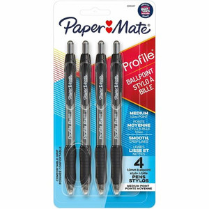 Paper Mate Profile Retractable Ballpoint Pens - 1 mm Medium Pen Point - Retractable - Black Ink Product Image 