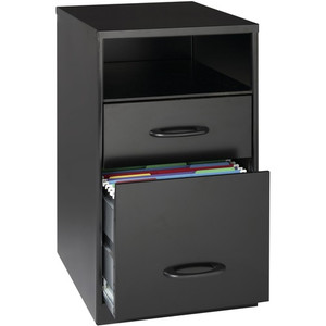 NuSparc File Organizer Cabinet - 14.2" Width x 18" Depth x 24.5" Height - 2 x Drawer(s) for File - Letter - Glide Suspension, 3/4 Drawer Extension, Anti-tip, Nonporous Surface - Black Product Image 