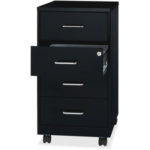 NuSparc Mobile Storage Cabinet - 14.2" Width x 18" Depth x 26.5" Height - 4 x Drawer(s) - Letter, Legal - Mobility, Glide Suspension, Anti-tip, Nonporous Surface, Cam Lock, 3/4 Drawer Extension - Black Product Image 