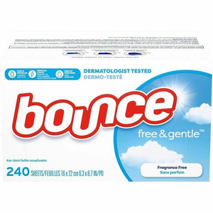 Bounce Free & Gentle Dryer Sheets - For Clothes, Fabric - Sheet - 9" Length x 6.40" Width - Dye-free, Scent-free, Hypoallergenic, Fragrance-free, Soft - White Product Image 