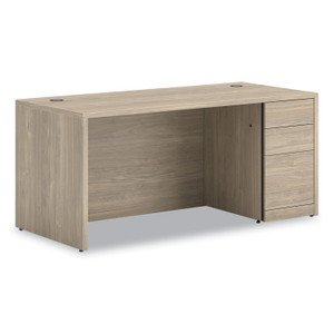 HON 10500 Series Single Pedestal Desk, Right Pedestal: Box/Box/File, 66" x 30" x 29.5", Kingswood Walnut View Product Image
