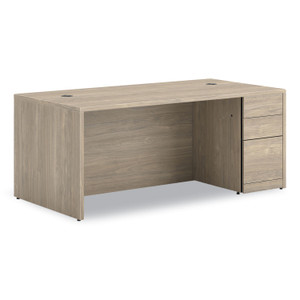 HON 10500 Series Single Full-Height Pedestal Desk, Right: Box/Box/File, 72" x 36" x 29.5", Kingswood Walnut View Product Image