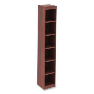 Alera Valencia Series Narrow Profile Bookcase, Six-Shelf, 11.81w x 11.81d x 71.73h, Medium Cherry View Product Image