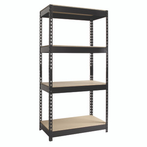 Alera Steel Shelving Unit with Particleboard Shelves, Four-Shelf, 30w x 16d x 60h, Steel, Black View Product Image