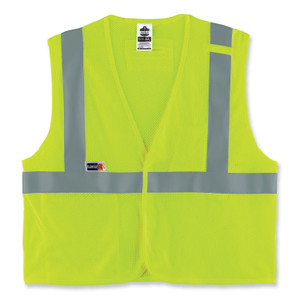 ergodyne GloWear 8263FRHL Class 2 FR Safety Economy Hook and Loop Vest, Modacrylic Mesh/Cotton, 4X-Large/5X-Large, Lime View Product Image