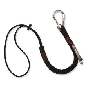 ergodyne Squids 3105 Tool Lanyard with Aluminum Carabiner + Cinch-Loop, 15 lb Max Working Capacity, 32" to 48" Long, Black, 10/Pack View Product Image