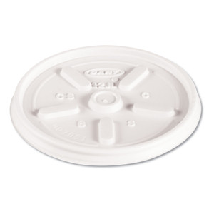 Dart Plastic Lids for Foam Cups, Bowls and Containers, Vented, Fits 6-14 oz, White, 100/Pack, 10 Packs/Carton (DCC12JL) View Product Image