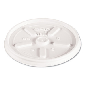 Dart Plastic Lids for Foam Cups, Bowls and Containers, Vented, Fits 6 oz to 14 oz, White, 100/Pack, 10 Packs/Carton View Product Image