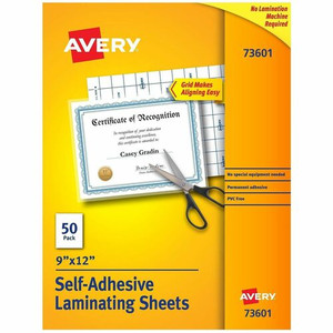 Avery Self-Adhesive Lamination - Laminating Pouch/Sheet Size: 9" Width x 12" Length - for Certificate - Self-adhesive, Photo-safe, Self-adhesive - Clear Product Image 