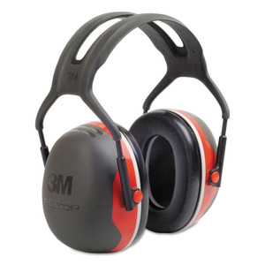 3M PELTOR X3A Over-the-Head Earmuffs, 28 dB NRR, Black/Red, 10/Carton View Product Image