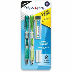 Paper Mate Clear Point Mechanical Pencils - 0.7 mm Black Lead - Refillable - Assorted Barrel Product Image 