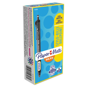 Paper Mate InkJoy 300 RT Ballpoint Pen, Retractable, Medium 1 mm, Black Ink, Black Barrel, Dozen View Product Image