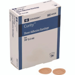Curity Sheer Plastic Adhesive Bandages, Round Spot, 0.88 x 0.88, Clear, 100/Box View Product Image