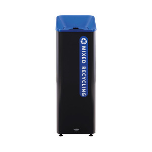 Rubbermaid Commercial Sustain Decorative Refuse with Recycling Lid, 15 gal, Metal/Plastic, Black/Blue View Product Image