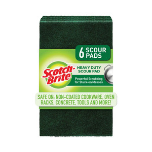Scotch-Brite Heavy-Duty Scouring Pad, 3.8 x 6, Green, 5/Carton View Product Image