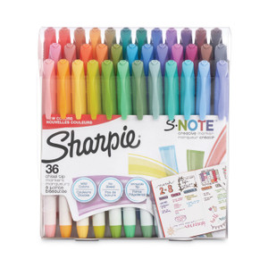 Sharpie S-Note Creative Markers, Assorted Ink Colors, Bullet/Chisel Tip, Assorted Barrel Colors, 36/Pack View Product Image