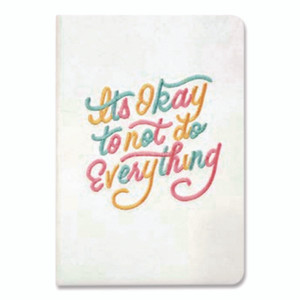 Denik Vegan-Suede Layflat Hardbound Journal, It's OK to Not Do Everything, Medium/College Rule, White Cover, (144) 8 x 5.5 Sheets View Product Image