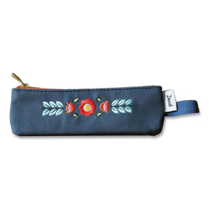 Denik Evelynn Zipper Vegan Suede Notebook Pouch, 2" x 6.5", Blue/Red/Yellow View Product Image
